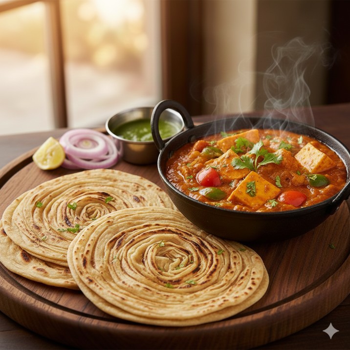 Shahi Paneer and Laccha Paratha